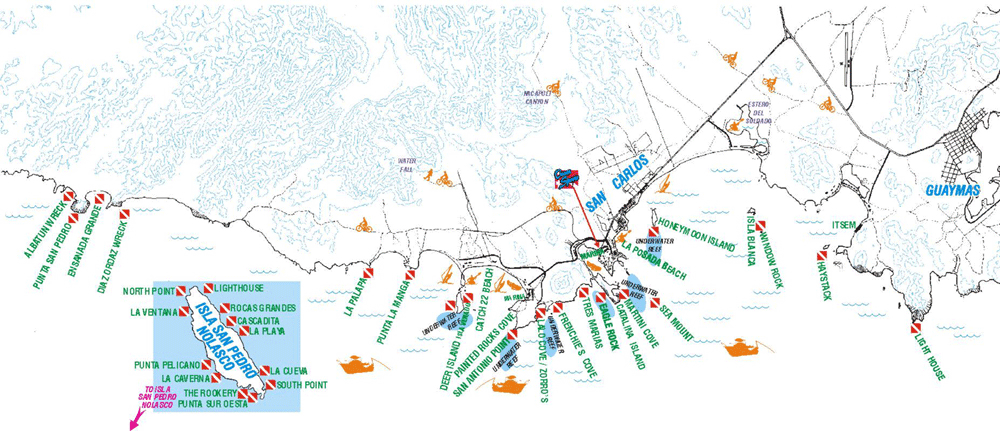 San Carlos mexico diving map