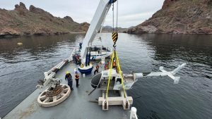 Bolkow helicopter sunk as part of the Sonora Artificial Reef System