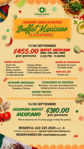 Celebrate Mexican Independence at MarinaTerra’s Buffet Mexicano -SEPTIEMBRE 15 y 16 2026