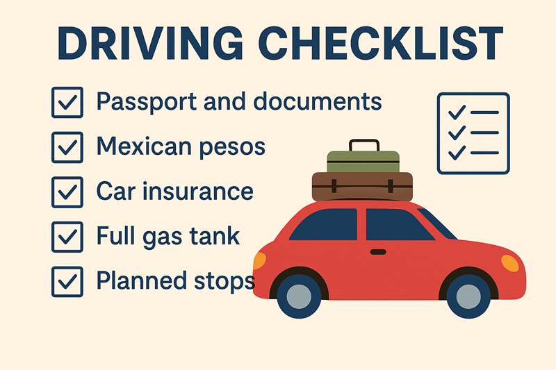 Driving checklist for drive to San Carlos Sonora