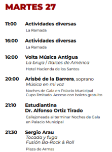 FAOT martes 27 programa