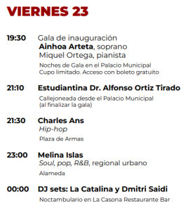 FAOT viernes 23 programa