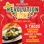 La Calaca Tacos y Cerveza Revolution Day special 2025