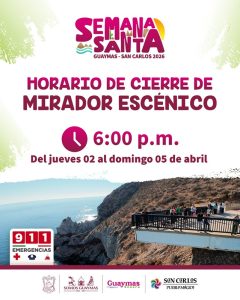 Semana Santa 2026 - Mirador San Carlos will close at 6pm from Thursday April 2 to Sunday April 5
