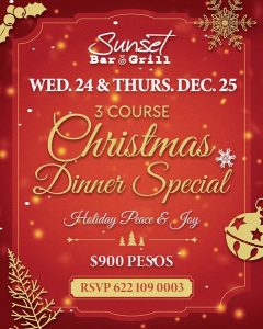 Sunset Bar & Grill Christmas Dinner 2025