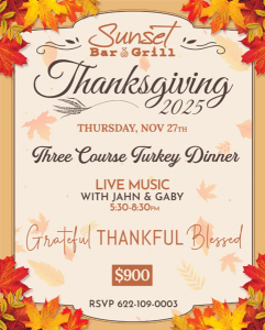 Sunset Bar & Grill Thanksgiving 2025
