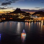 San Carlos lighted boat parade passing Posada Beach, December 2024